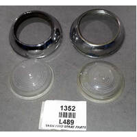 Lucas Side Lamp lenses and rims L489 - used pair.