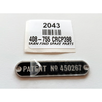 MG PATENT PLATE 408-755 CRCP398 