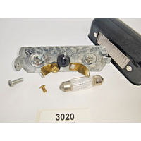 New old stock in box vintage License Plate Lamp, black metal/tin Part No 333