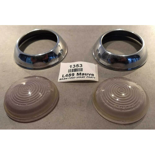 Lucas Side Lamp lenses and rims  L489 Mauve - pair.