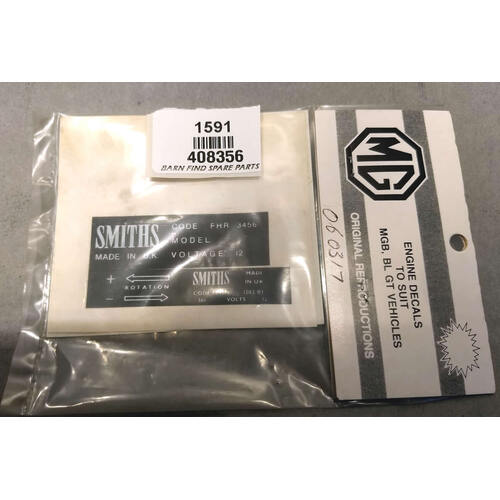 MG Engine Heater Decal set 408356 New Old Stock