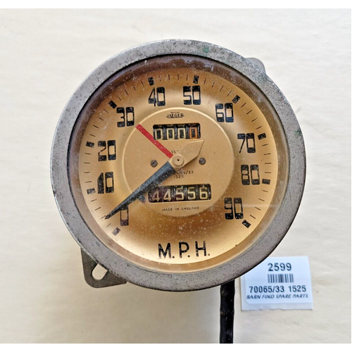 Original vintage Jaeger gold face classic car speedometer speedo 70065/33 1525
