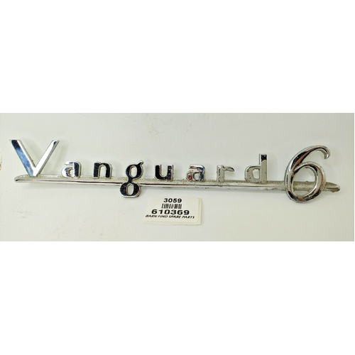 Original 10" 25cm vintage Vanguard 6 chrome emblem badge large J Fray Ltd 610369