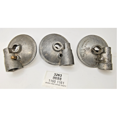 3 x SU T2 Fuel Bowl Lids diameter 2 3/8 inches 2 x right 1161 & 1 x left 1160