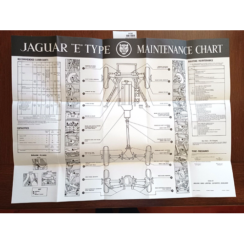 Original vintage JAGUAR ‘”E” TYPE MAINTENANCE CHART - WALL