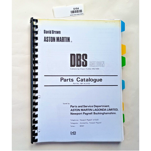 ASTON MARTIN DBS Saloon Parts Catalogue Manual Reprint/Copy