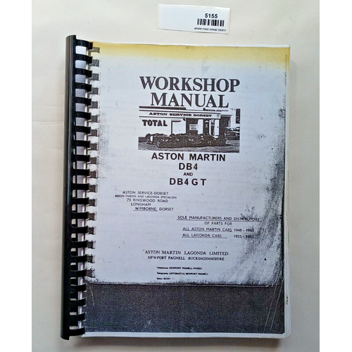 Aston Martin DB4 and DB4GT workshop manual reprint/copy