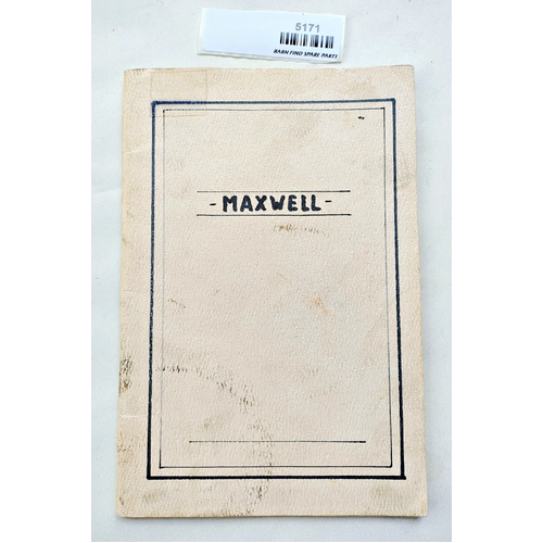 Vintage Maxwell Motor Company Automobile Owner's Instruction Manual Book