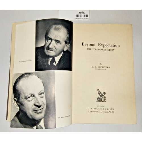 Beyond Expectation "The Volkswagen Story" book by  K.B. Hopfinger 1954 First Ed
