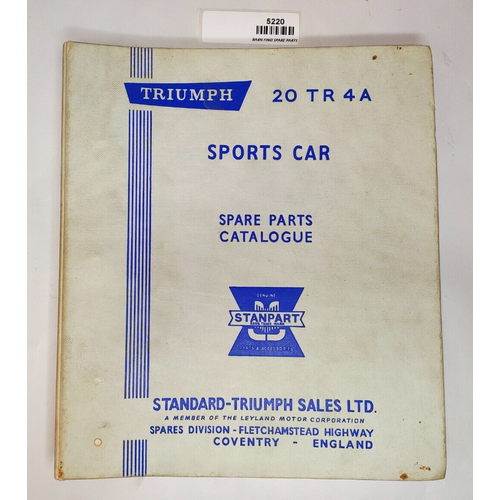 Original Triumph 20 TR 4A Sports Car Spare Parts Catalogue