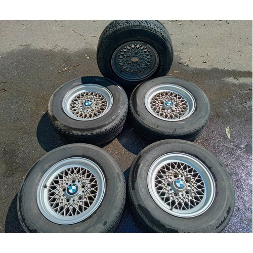 5 x ORIGINAL 14" BMW wheels (and tyres) STAMPED BBS ET22 6 ½ JS14H2-B 1118772