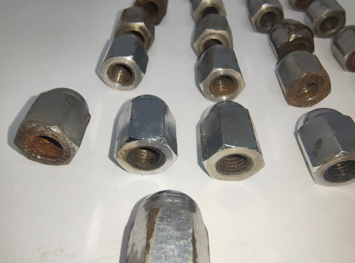 Jaguar Original Chrome Acorn Domed cam cover and breather cover Nuts Used C232710