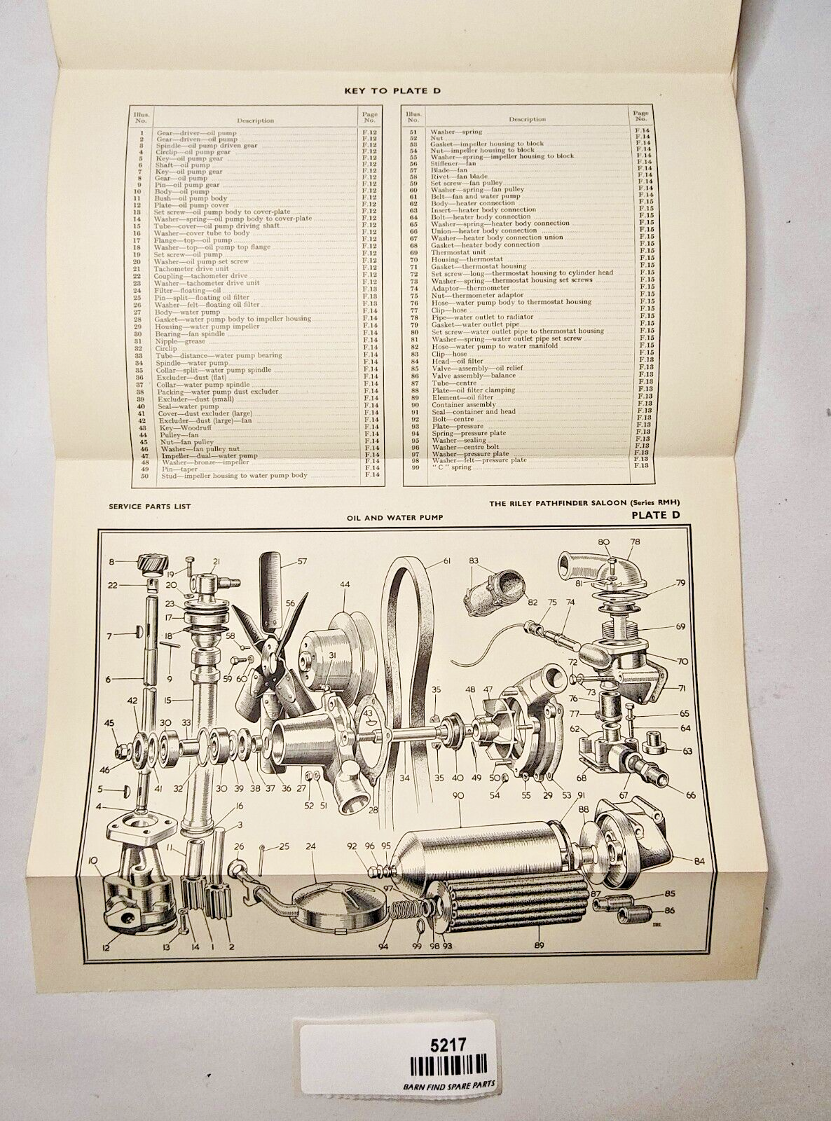 Original Riley Pathfinder RMH Saloon Illustrated Parts List Pub. AJB5172 195415