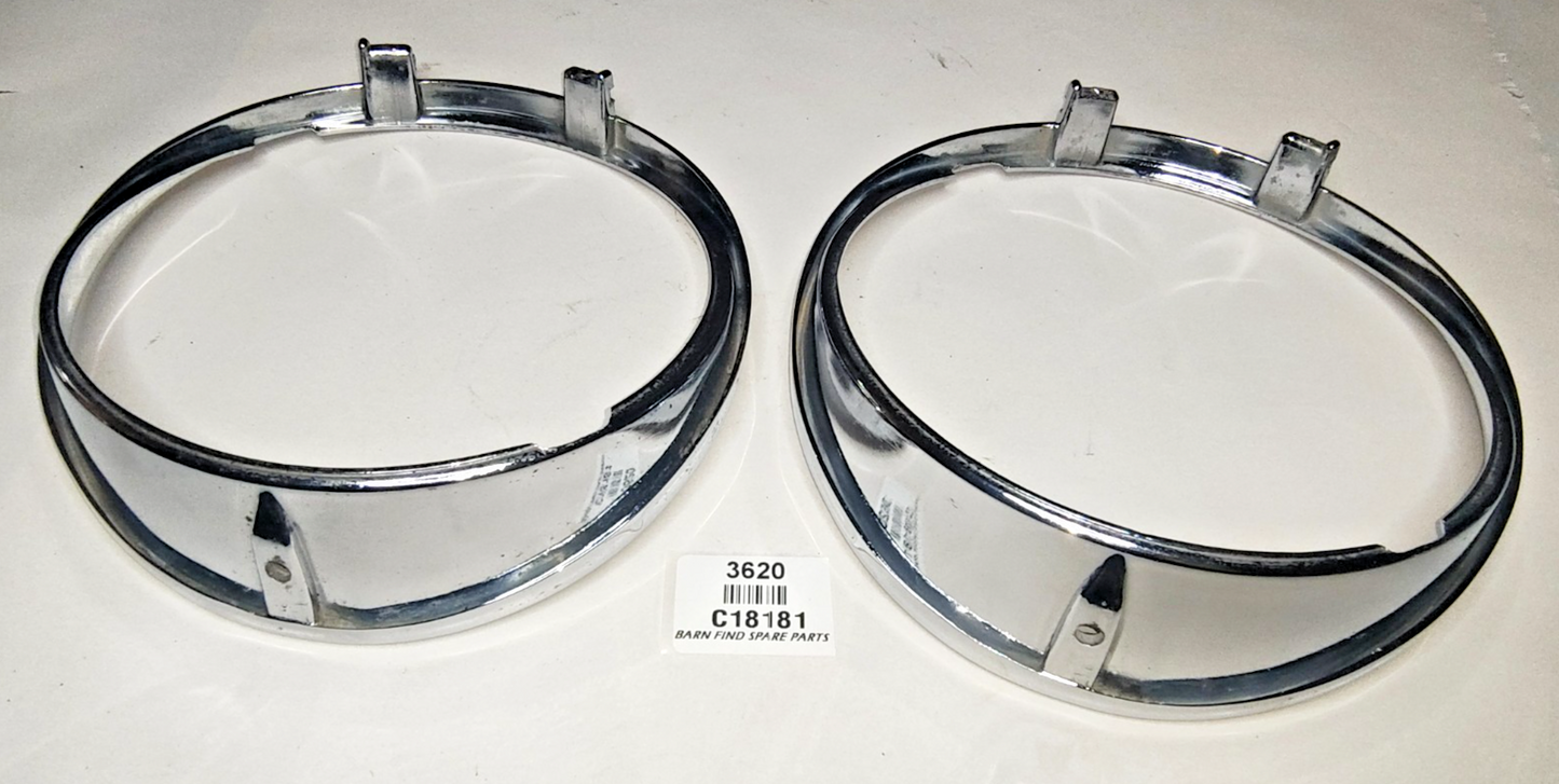 JAGUAR DAIMLER Original pair METAL Chrome 5.75" inner headlamp trim/rims C181810