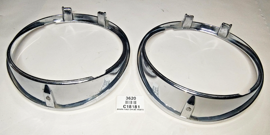 JAGUAR DAIMLER Original pair METAL Chrome 5.75" inner headlamp trim/rims C181810
