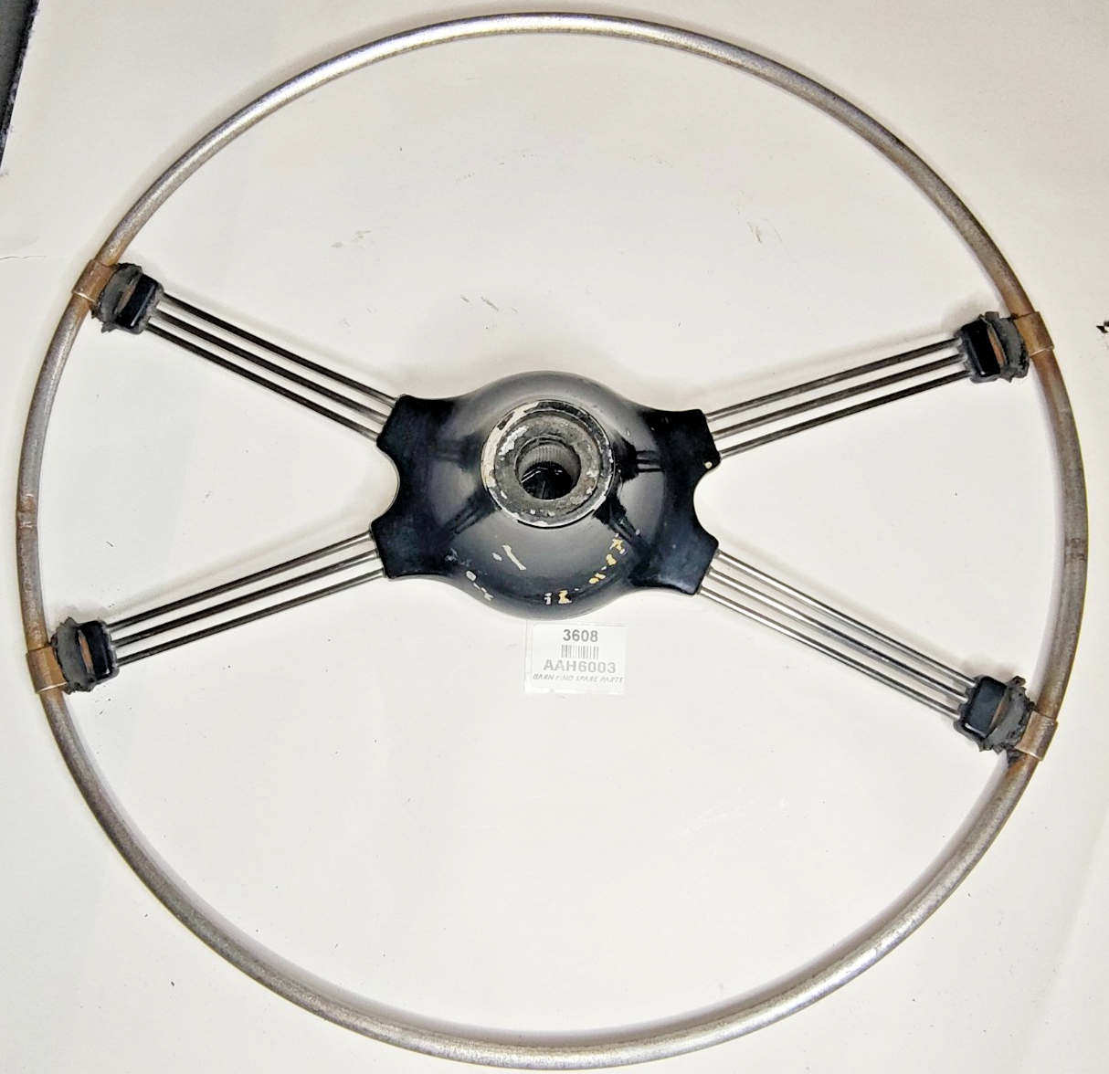 Original MG A wire spoke Steering wheel partly prepared for restoration AAH60036