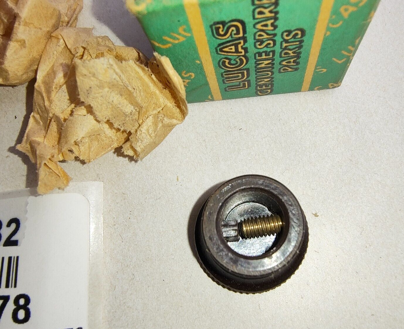 Original Lucas Rheostat Heater knob 768378 brown with arrow New Old Stock2