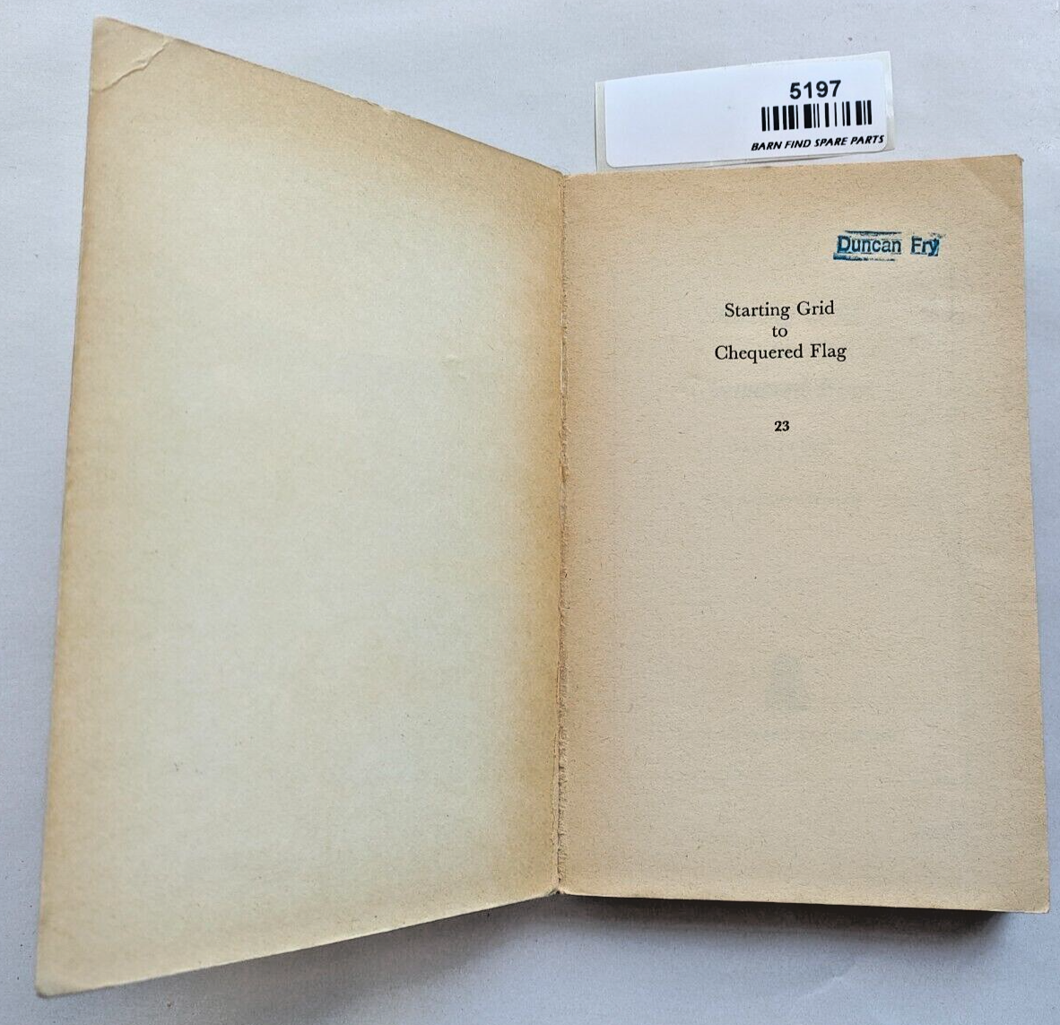 Starting Grid to Chequered Flag By Paul Frere pre-owned soft cover3