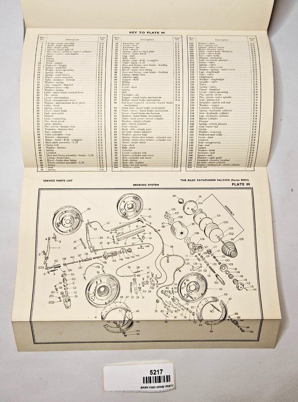 Original Riley Pathfinder RMH Saloon Illustrated Parts List Pub. AJB5172 195416