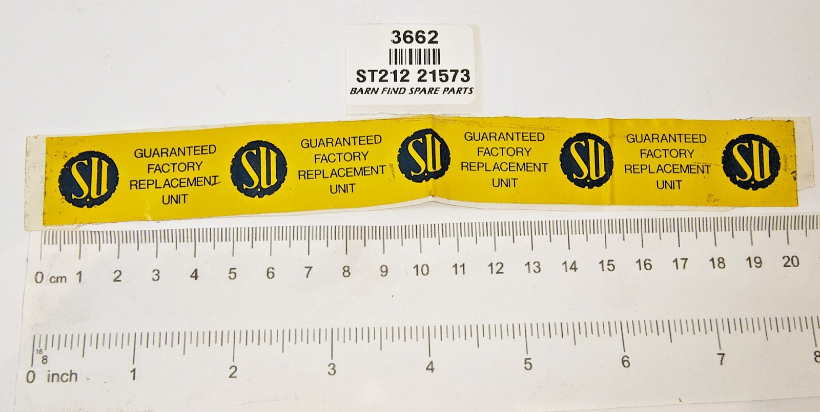 Decal / sticker SU Tape for fuel pump 'SU' lettering  New Old Stock ST212 215731