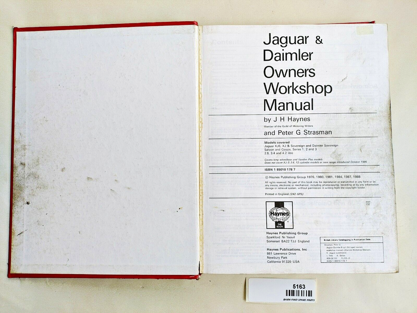 Hardcover Jaguar Daimler Sovereign XJ6 Series 1 2 & 3 1968-1986 Haynes Manual3