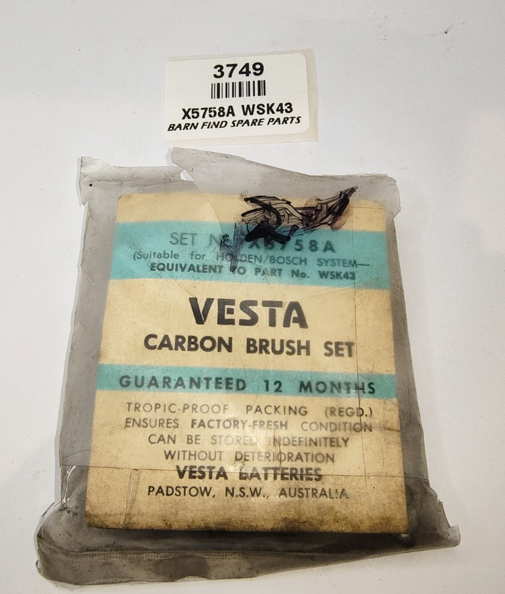 VESTA New Old Stock Generator Brush Set X5758A Equiv WSK 43 WSK43 (Holden/Bosch)0