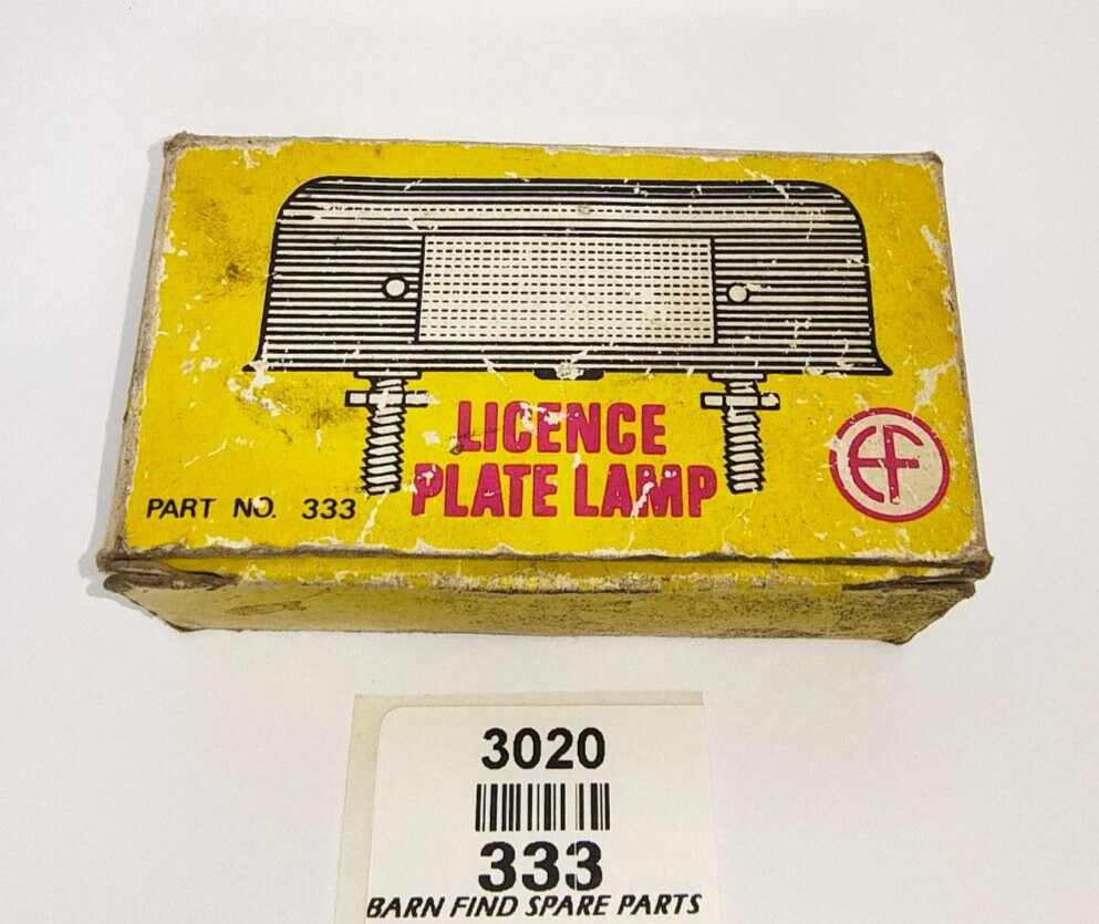 New old stock in box vintage License Plate Lamp, black metal/tin Part No 3331