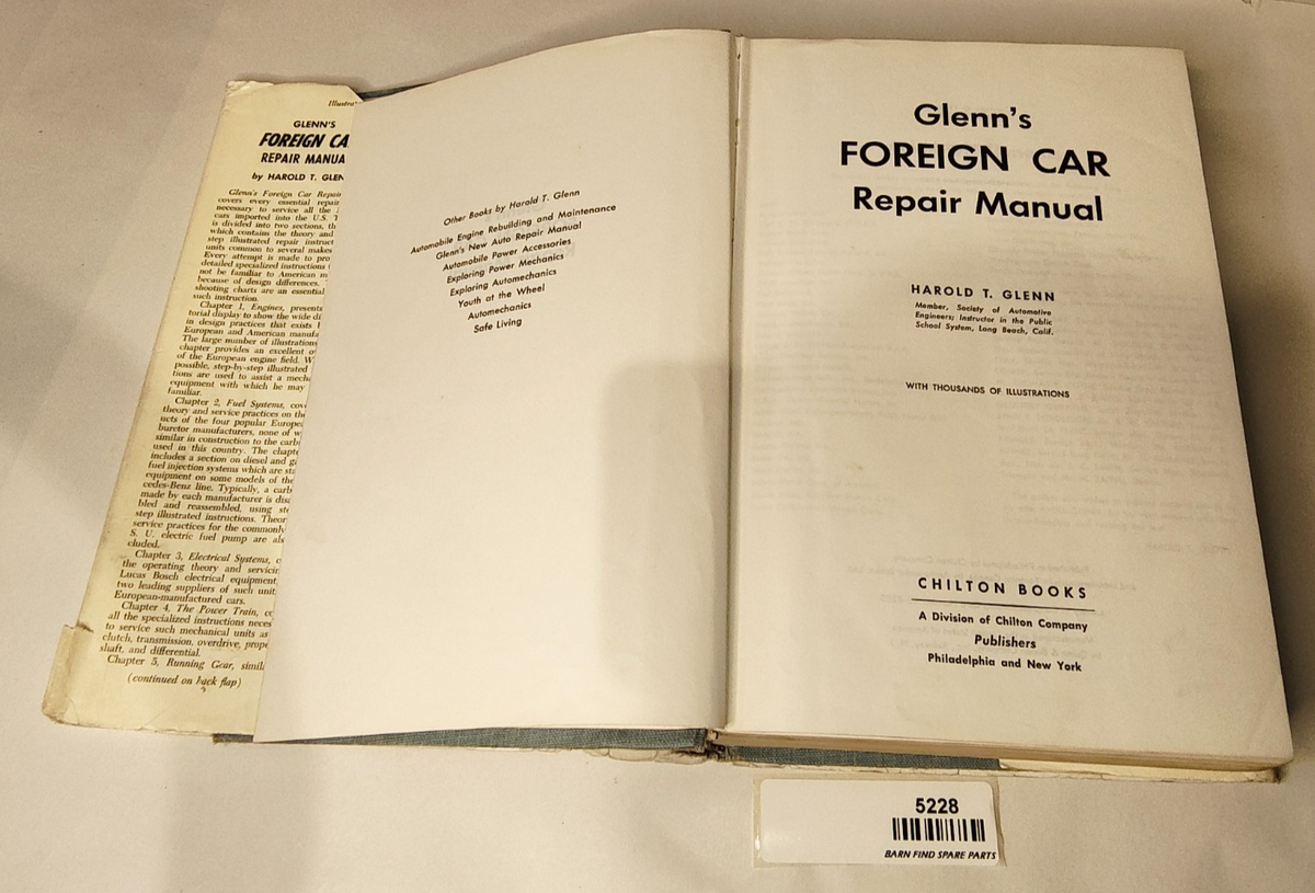 Glenn’s Foreign Car Repair Manual Hardcover Book 1963 2nd edition Chilton4