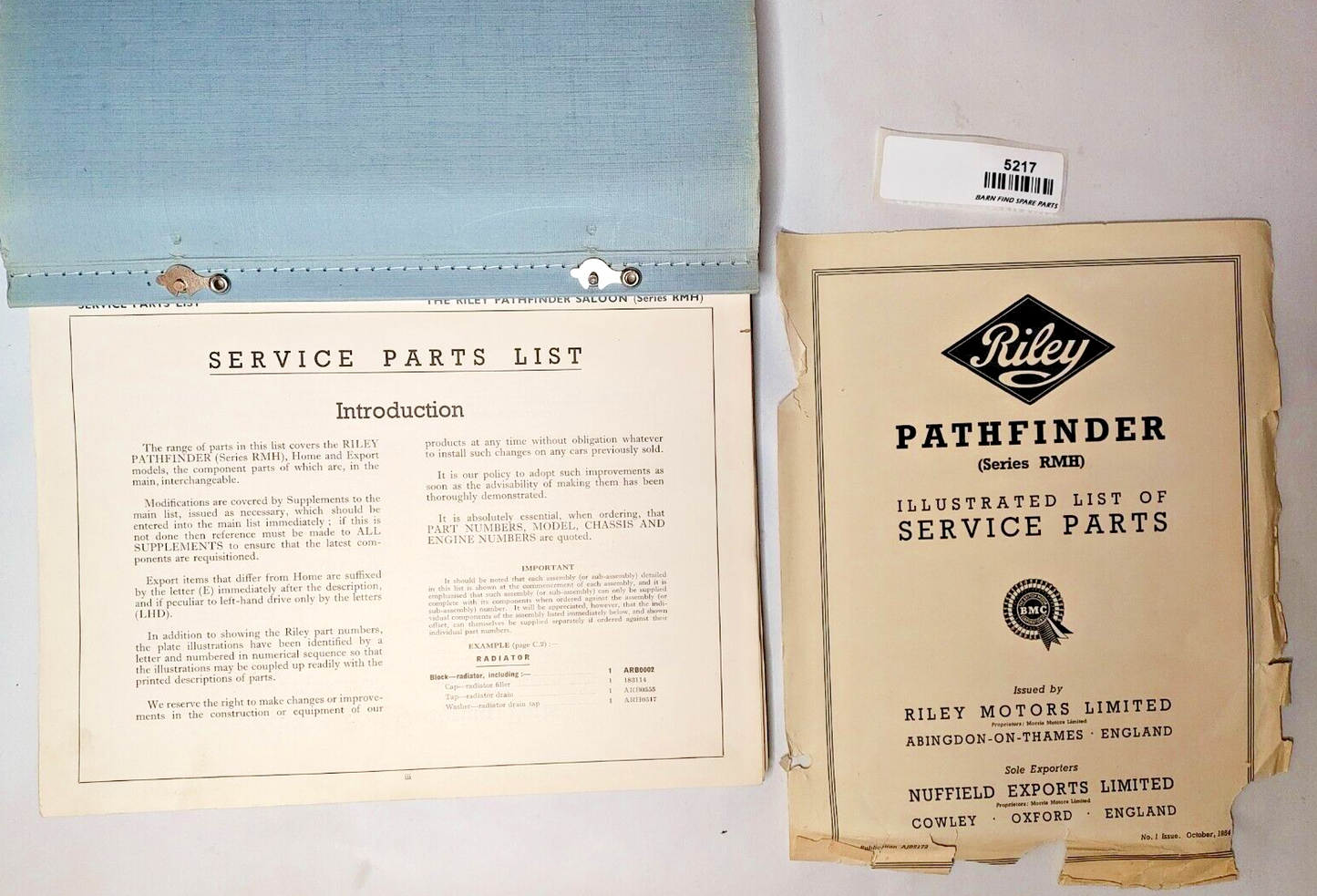 Original Riley Pathfinder RMH Saloon Illustrated Parts List Pub. AJB5172 19543