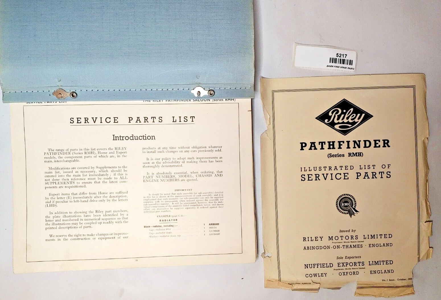 Original Riley Pathfinder RMH Saloon Illustrated Parts List Pub. AJB5172 19543