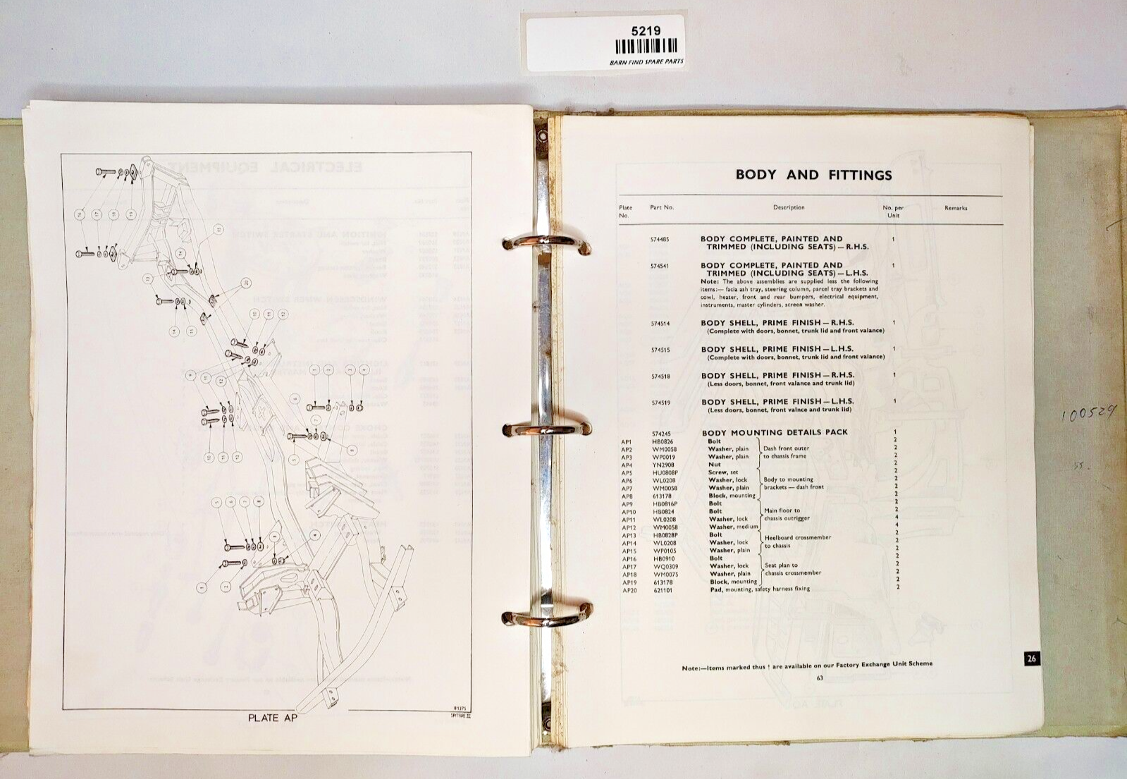 Original Triumph Spitfire Mk3 Sports Car Spare Parts Catalogue12