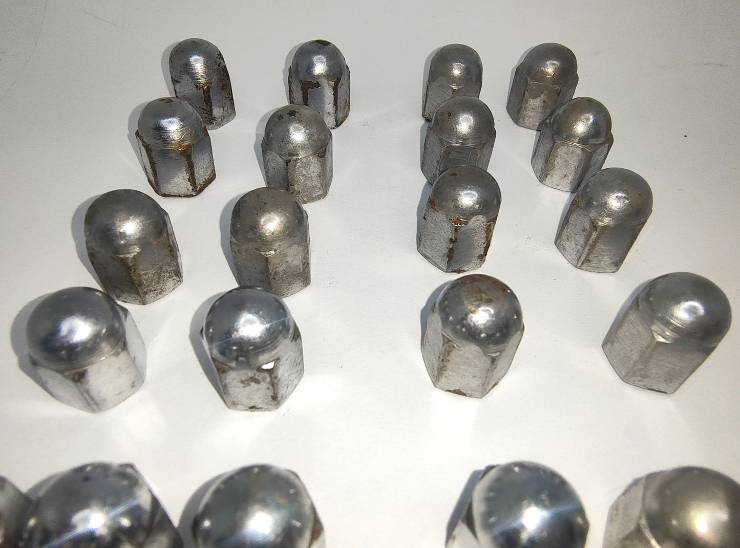 Jaguar Original Chrome Acorn Domed cam cover and breather cover Nuts Used C23274