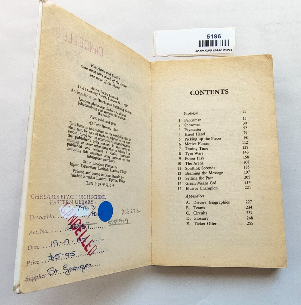 Countdown to a Grand Prix By Tony Howard preowned soft cover4