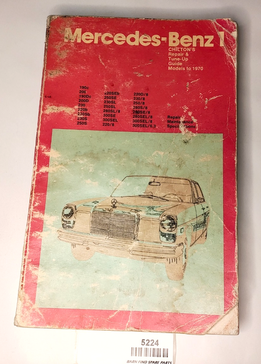 Vintage Chilton's Mercedes-Benz 1 Repair Tune-Up Guide Models to 1970 Manual0