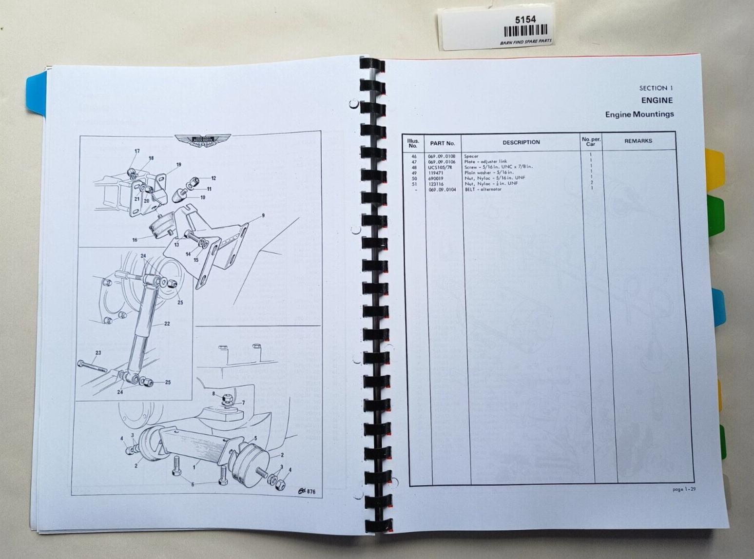 ASTON MARTIN DBS Saloon Parts Catalogue Manual Reprint/Copy3