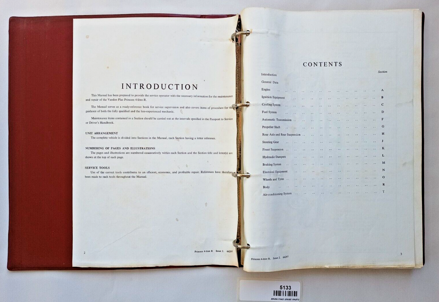 Original Vanden Plas Princess 4-Litre-R workshop Manual in hard binder 1967 ed.2