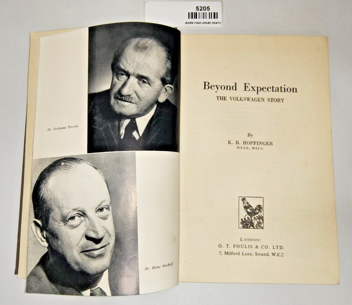 Beyond Expectation "The Volkswagen Story" book by  K.B. Hopfinger 1954 First Ed0