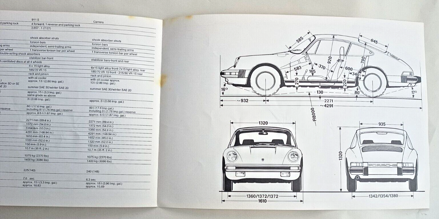 Original Vintage Porsche Carrera 2.7 911 marketing sales advertising brochure18
