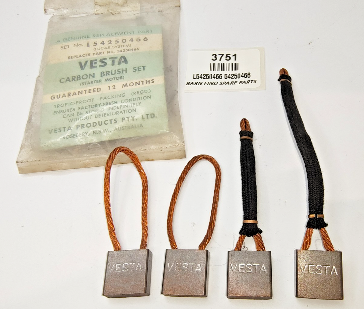 VESTA New Old Stock Starter Motor Brush set for Lucas systems L54250466 542504662
