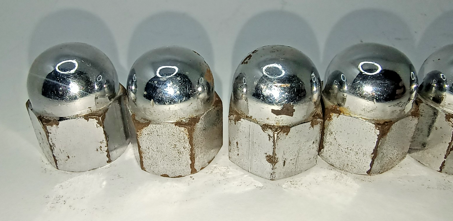 Jaguar Original Chrome  Acorn / Domed Cylinder Head Nuts Used C2328 7/16 UNF4
