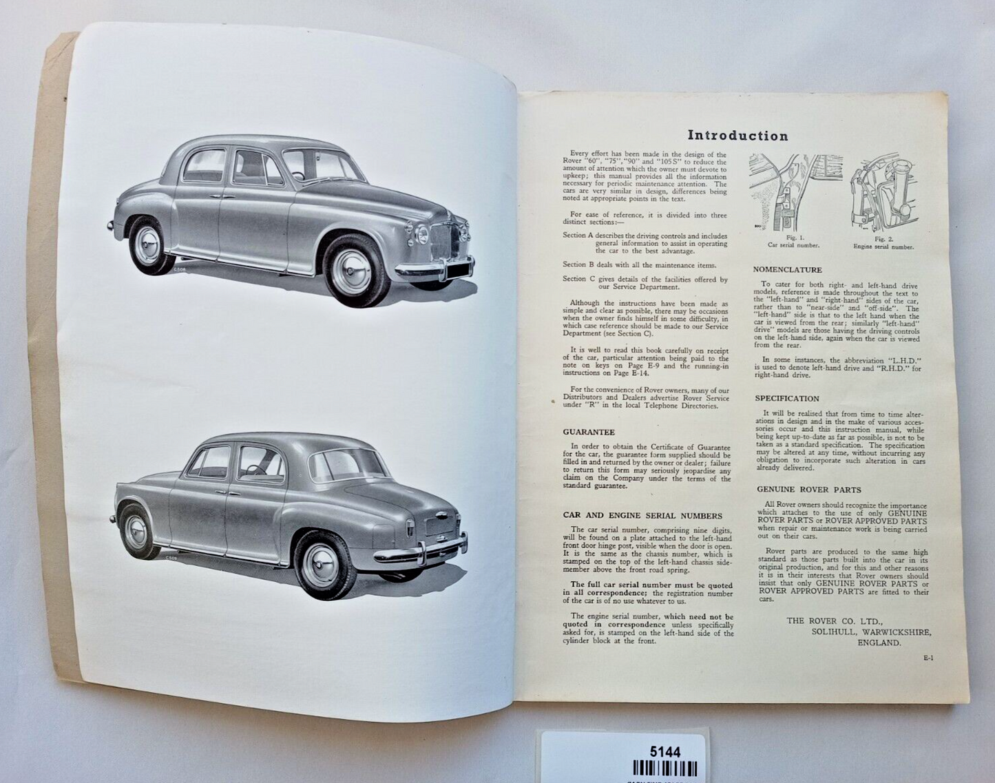 Rover P4 60 75 90 105 Saloon 1957-58 Owners Instruction & Maintenance manual4