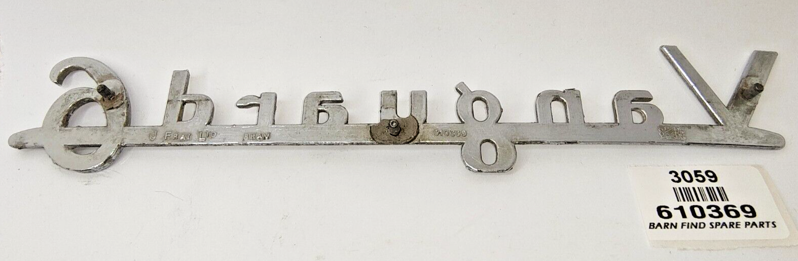 Original 10" 25cm vintage Vanguard 6 chrome emblem badge large J Fray Ltd 6103699