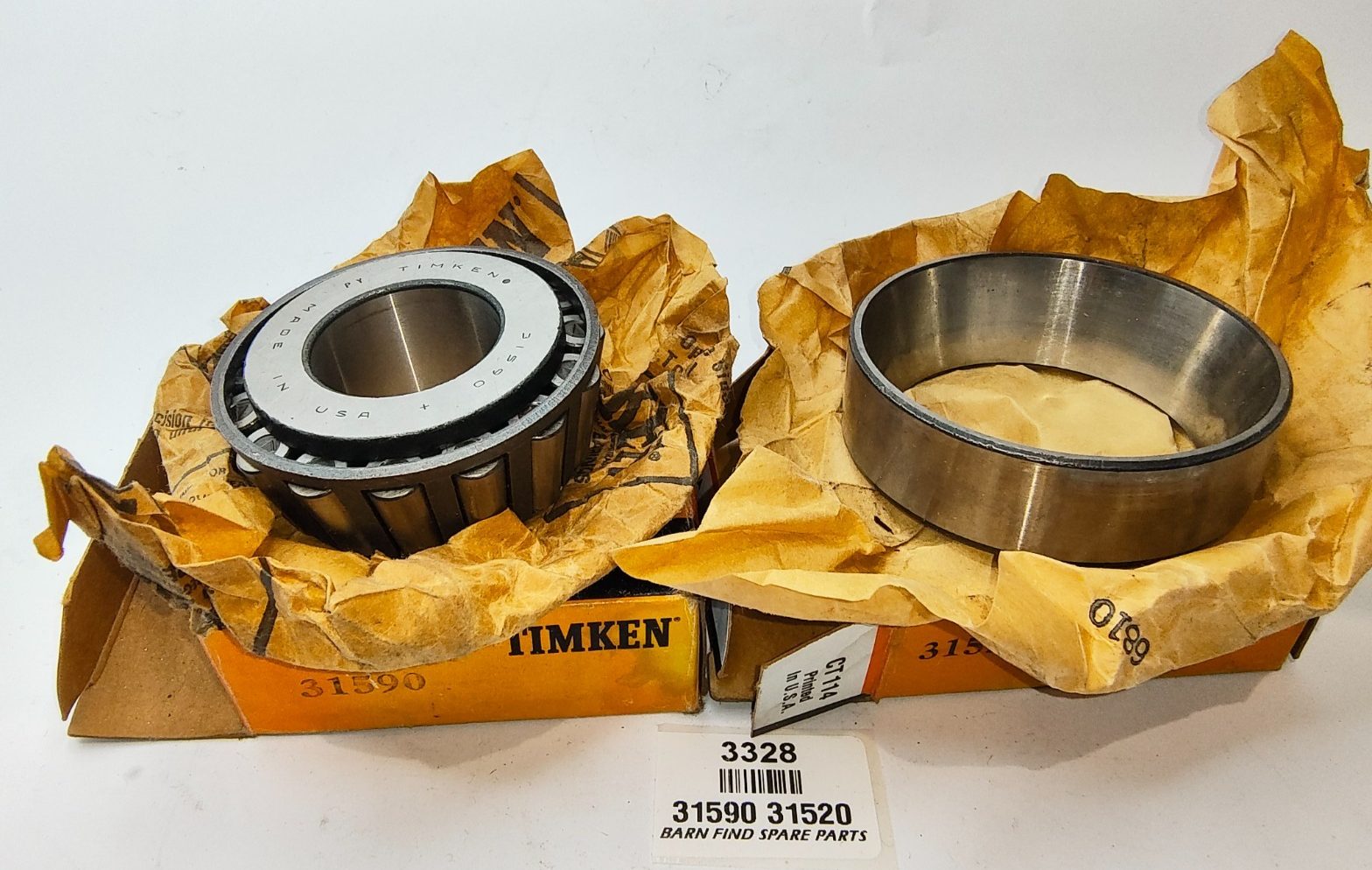 Timken Single-Row Taper Roller Bearing cone 31590 and cup 31520 New Old Stock1