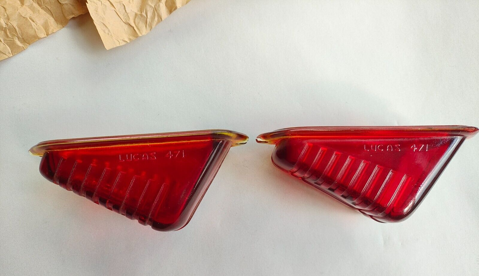 Lucas RUBY GLASS Tail Lights lenses L471 New Old Stock - pair1