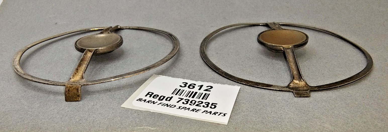 Two original Lucas King of the Road twin-arm antiglare bulb shields Regd 73923515