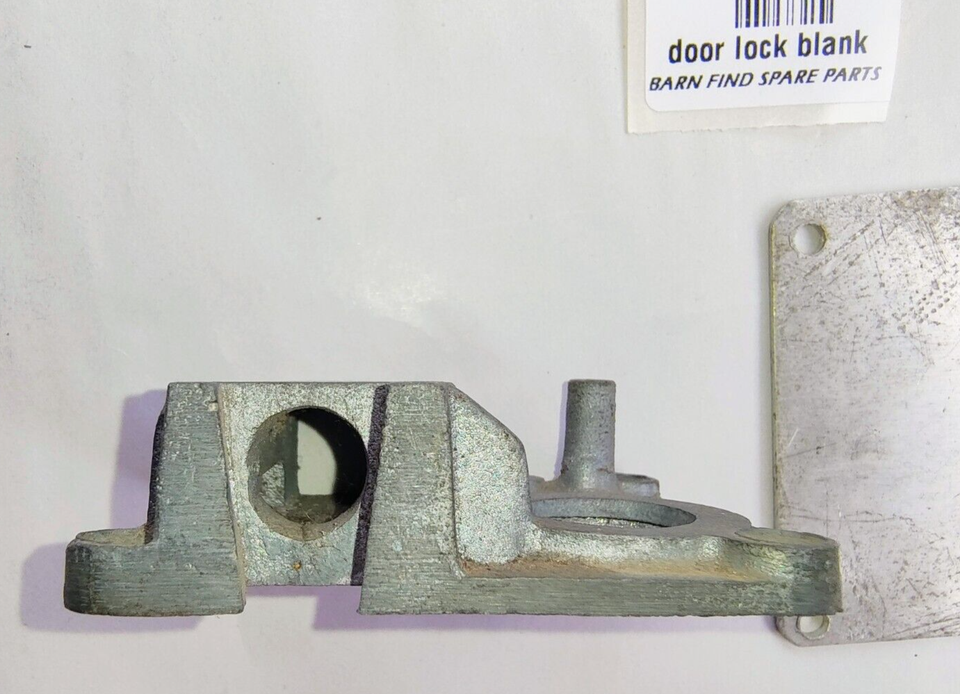 Part of left hand door lock latch assembly + shim A Blank - MG Austin?  New Old3