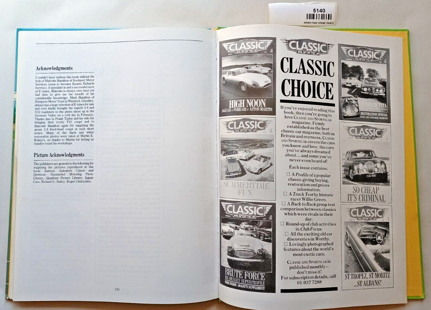 Classic and Sportscar JAGUAR E-TYPE FILE 1.8.4.2.V12 by Martin Buckley hardcover9