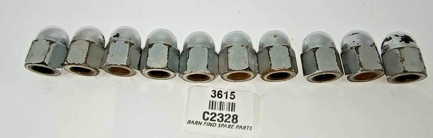 Jaguar Original Chrome  Acorn / Domed Cylinder Head Nuts Used C2328 7/16 UNF2