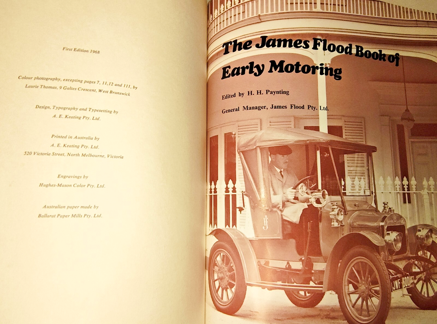 Signed 1st Edition The James Flood Book of Early Motoring Hardcover 19683