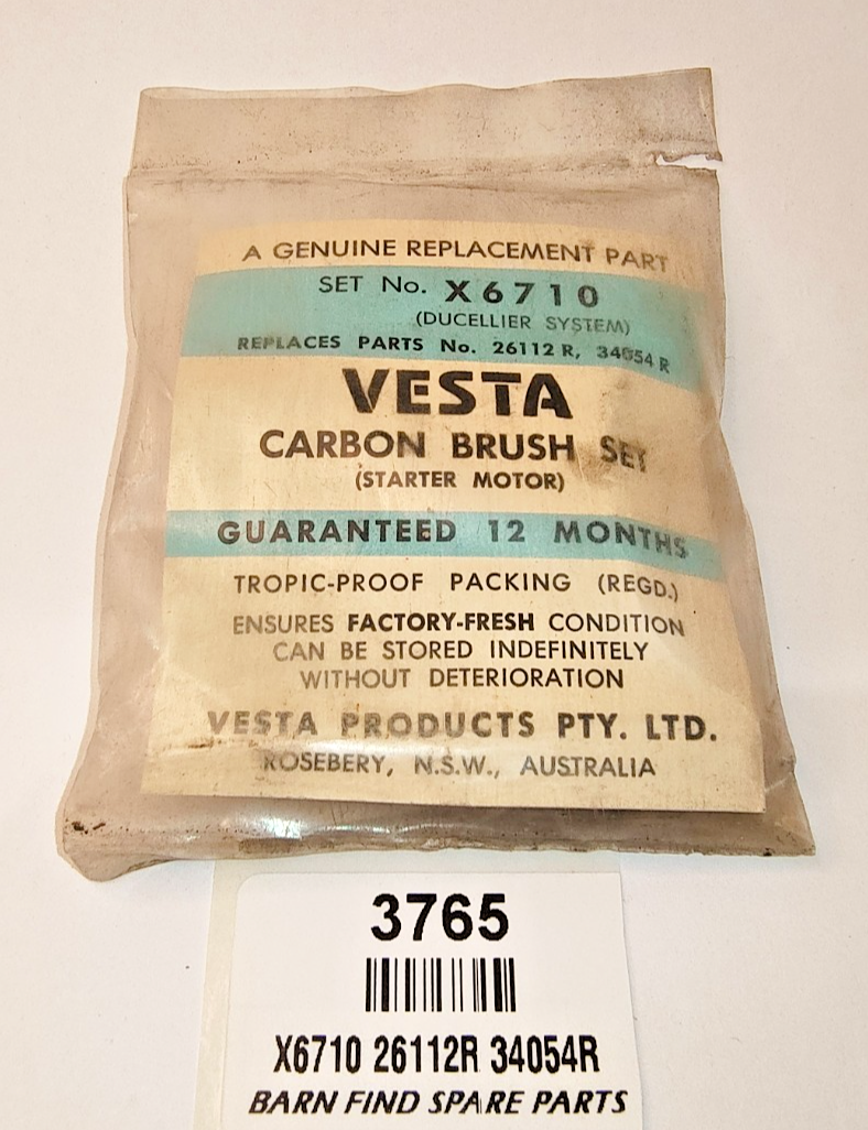 VESTA DUCELLIER Starter Motor Brush set X6710 Alt: 26112 R 34054 R New Old Stock0